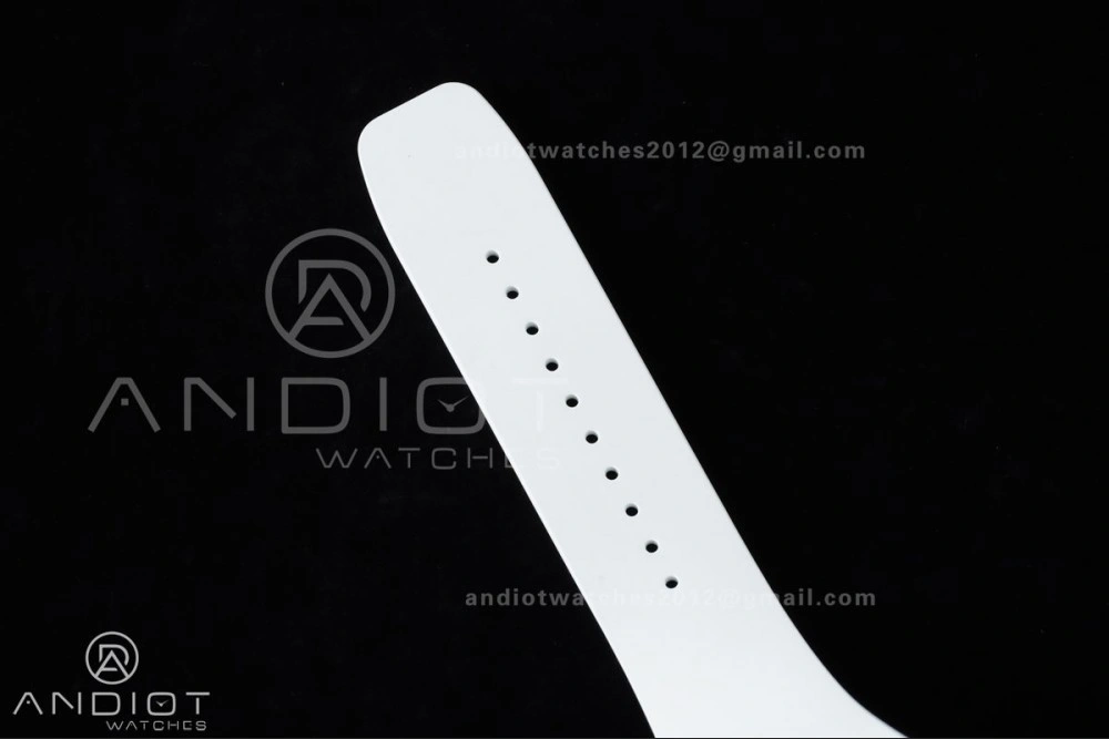 RM061 White Ceramic APSF 1:1 Best Edition on White Rubber Strap RMUL2 Super Clone