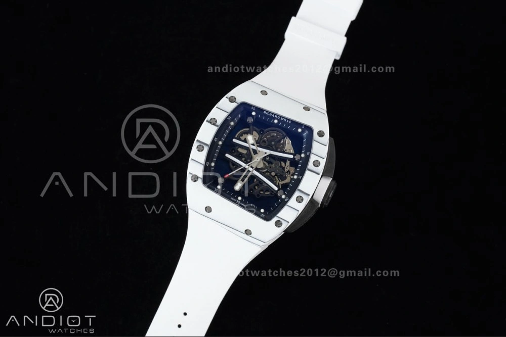 RM061 White Ceramic APSF 1:1 Best Edition on White Rubber Strap RMUL2 Super Clone