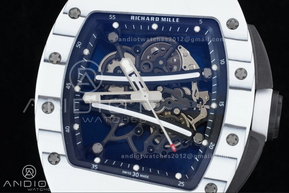 RM061 White Ceramic APSF 1:1 Best Edition on White Rubber Strap RMUL2 Super Clone