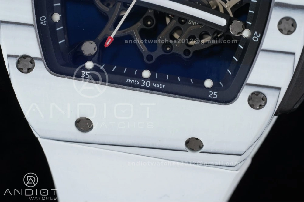 RM061 White Ceramic APSF 1:1 Best Edition on White Rubber Strap RMUL2 Super Clone