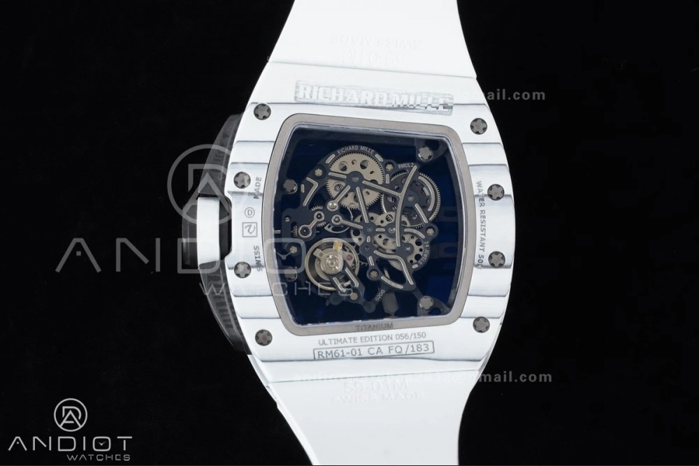 RM061 White Ceramic APSF 1:1 Best Edition on White Rubber Strap RMUL2 Super Clone