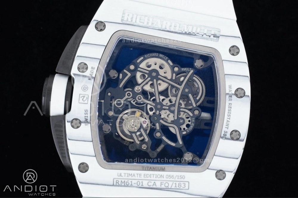 RM061 White Ceramic APSF 1:1 Best Edition on White Rubber Strap RMUL2 Super Clone
