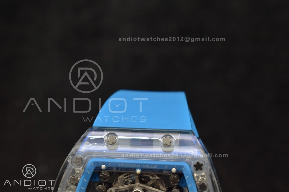 RM56-02 Transparent Tourbillon RMF Best Edition Skeleton Blue Dial on Blue Rubber Strap