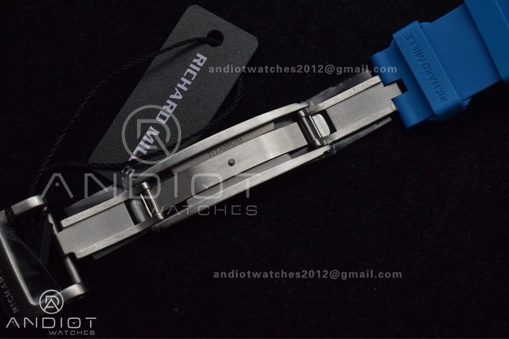 RM56-02 Transparent Tourbillon RMF Best Edition Skeleton Blue Dial on Blue Rubber Strap