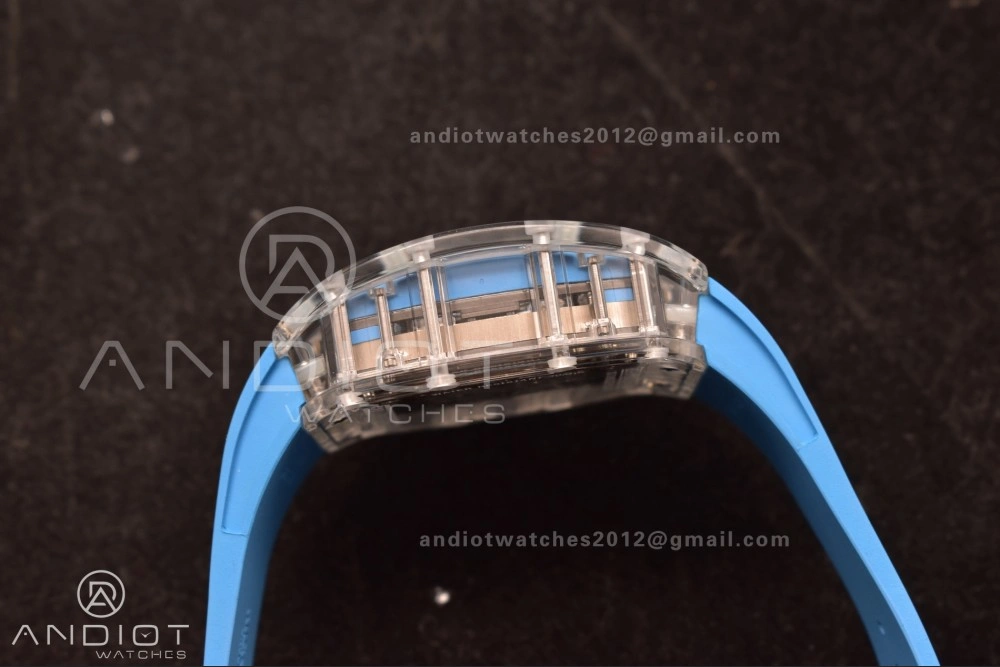 RM56-02 Transparent Tourbillon RMF Best Edition Skeleton Blue Dial on Blue Rubber Strap