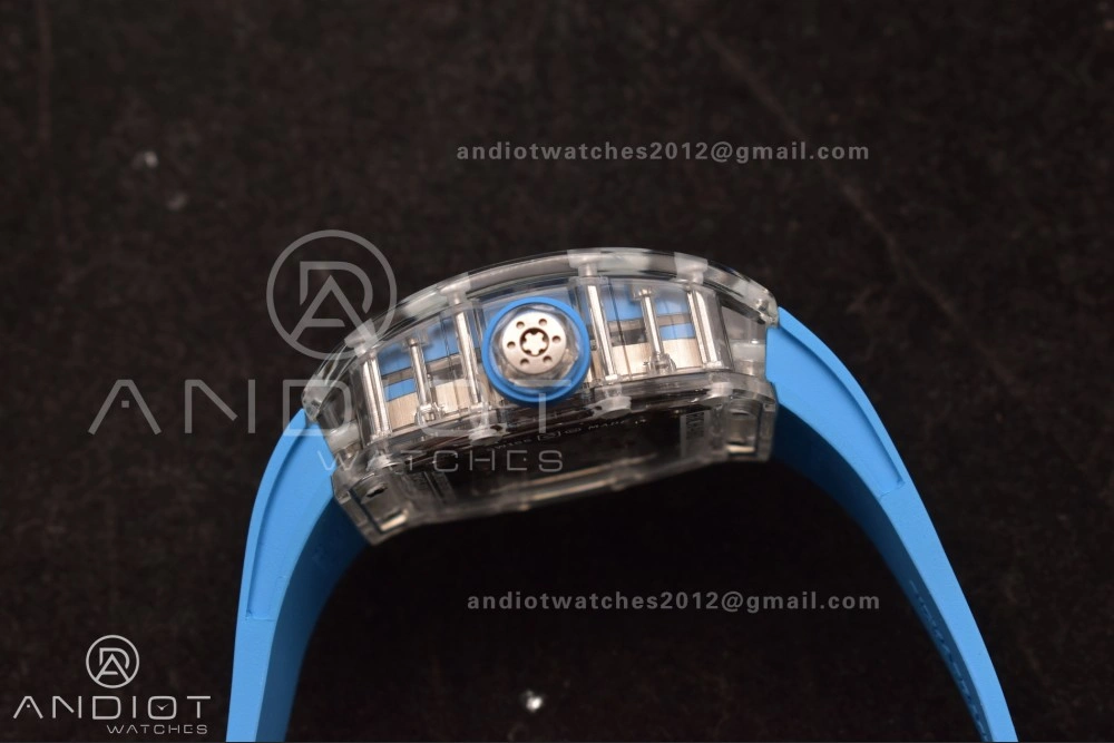 RM56-02 Transparent Tourbillon RMF Best Edition Skeleton Blue Dial on Blue Rubber Strap
