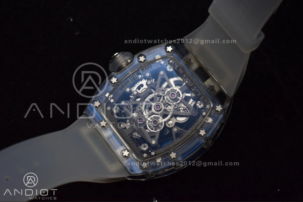 RM56-02 Transparent Tourbillon RMF Best Edition Skeleton Blue Dial on Transparent Rubber Strap