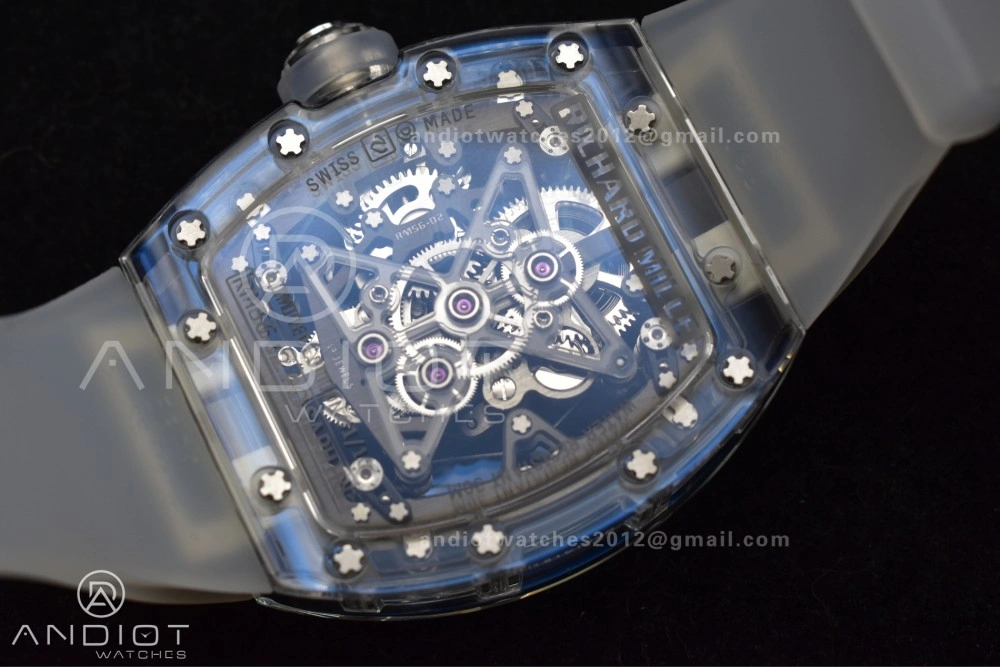 RM56-02 Transparent Tourbillon RMF Best Edition Skeleton Blue Dial on Transparent Rubber Strap