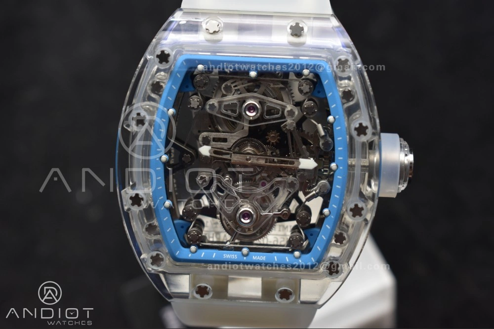 RM56-02 Transparent Tourbillon RMF Best Edition Skeleton Blue Dial on Transparent Rubber Strap