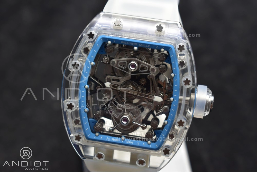 RM56-02 Transparent Tourbillon RMF Best Edition Skeleton Blue Dial on Transparent Rubber Strap
