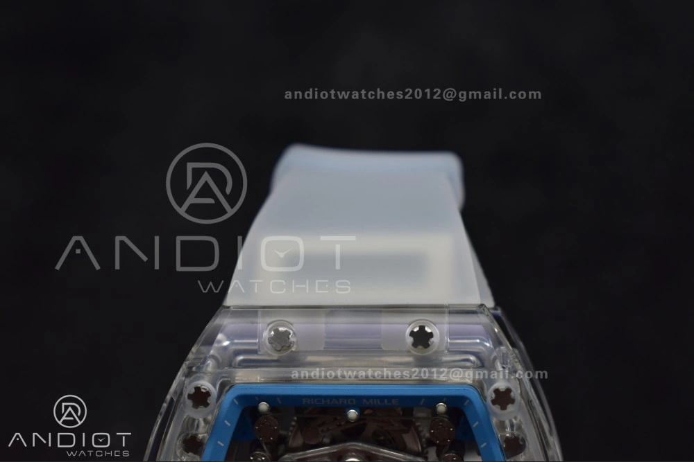 RM56-02 Transparent Tourbillon RMF Best Edition Skeleton Blue Dial on Transparent Rubber Strap