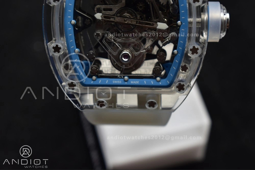 RM56-02 Transparent Tourbillon RMF Best Edition Skeleton Blue Dial on Transparent Rubber Strap
