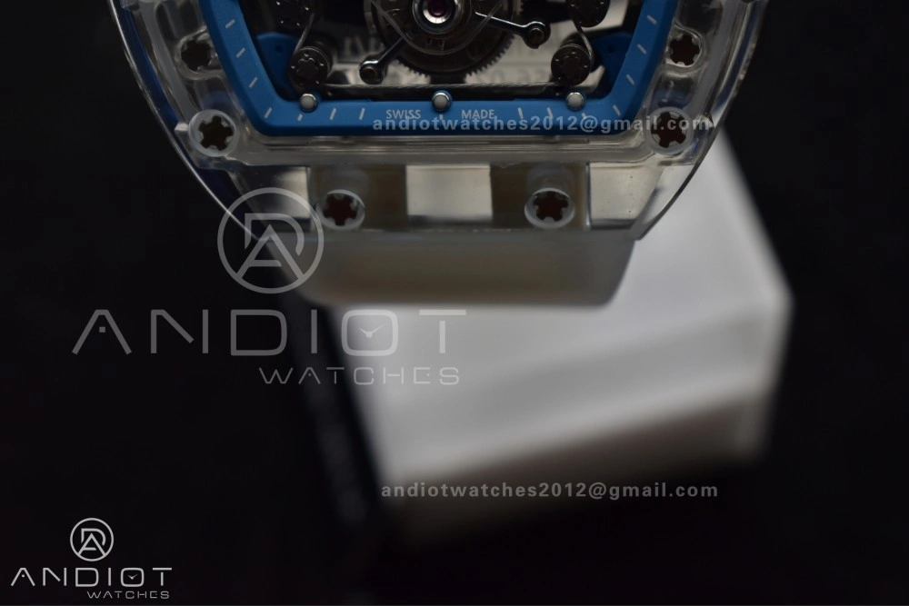 RM56-02 Transparent Tourbillon RMF Best Edition Skeleton Blue Dial on Transparent Rubber Strap