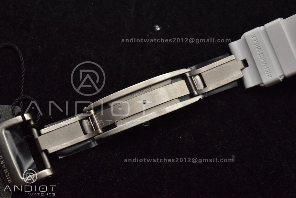 RM56-02 Transparent Tourbillon RMF Best Edition Skeleton Gold Dial on White Rubber Strap