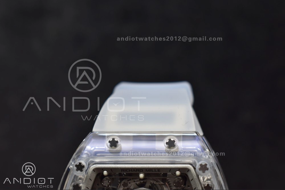 RM56-02 Transparent Tourbillon RMF Best Edition Skeleton White Dial on Transparent Rubber Strap