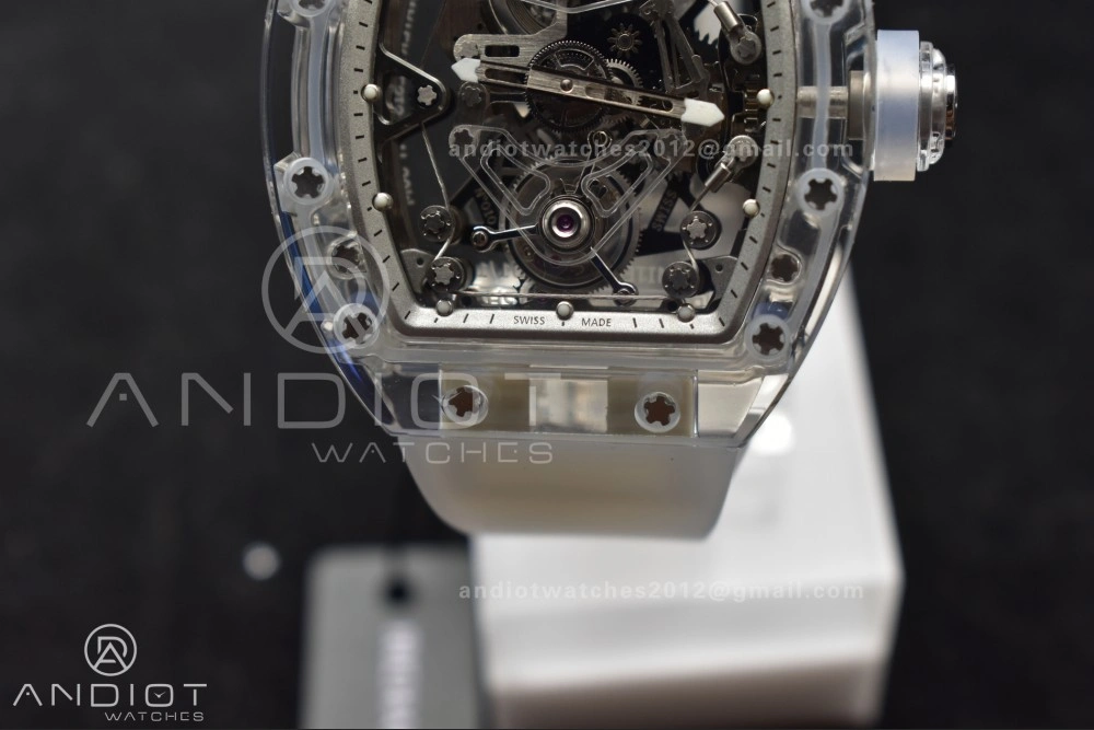 RM56-02 Transparent Tourbillon RMF Best Edition Skeleton White Dial on Transparent Rubber Strap