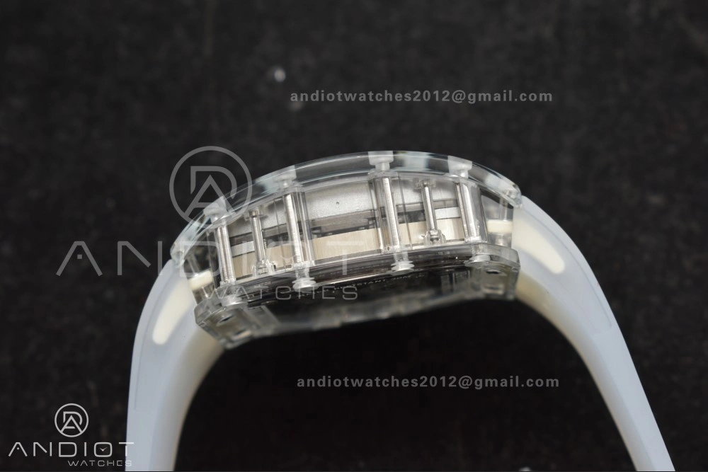 RM56-02 Transparent Tourbillon RMF Best Edition Skeleton White Dial on Transparent Rubber Strap
