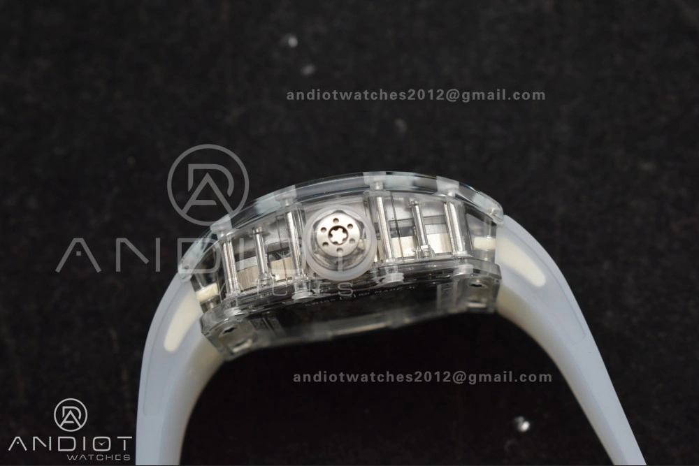 RM56-02 Transparent Tourbillon RMF Best Edition Skeleton White Dial on Transparent Rubber Strap