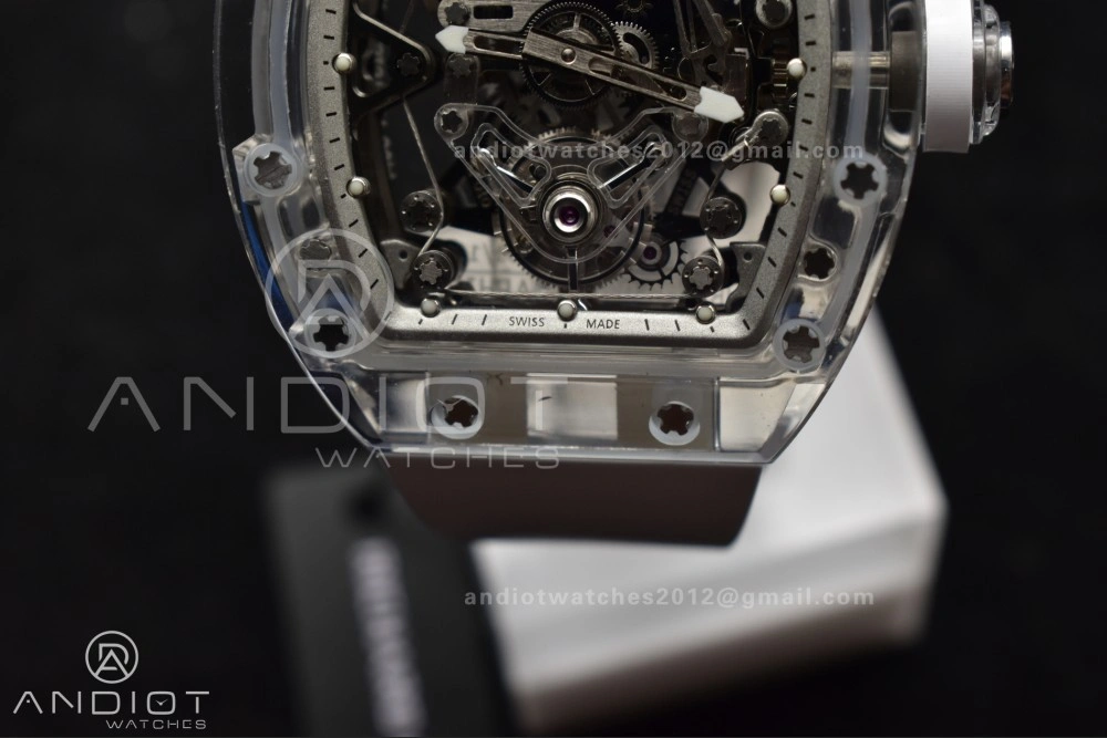 RM56-02 Transparent Tourbillon RMF Best Edition Skeleton White Dial on White Rubber Strap