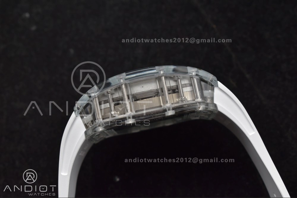 RM56-02 Transparent Tourbillon RMF Best Edition Skeleton White Dial on White Rubber Strap