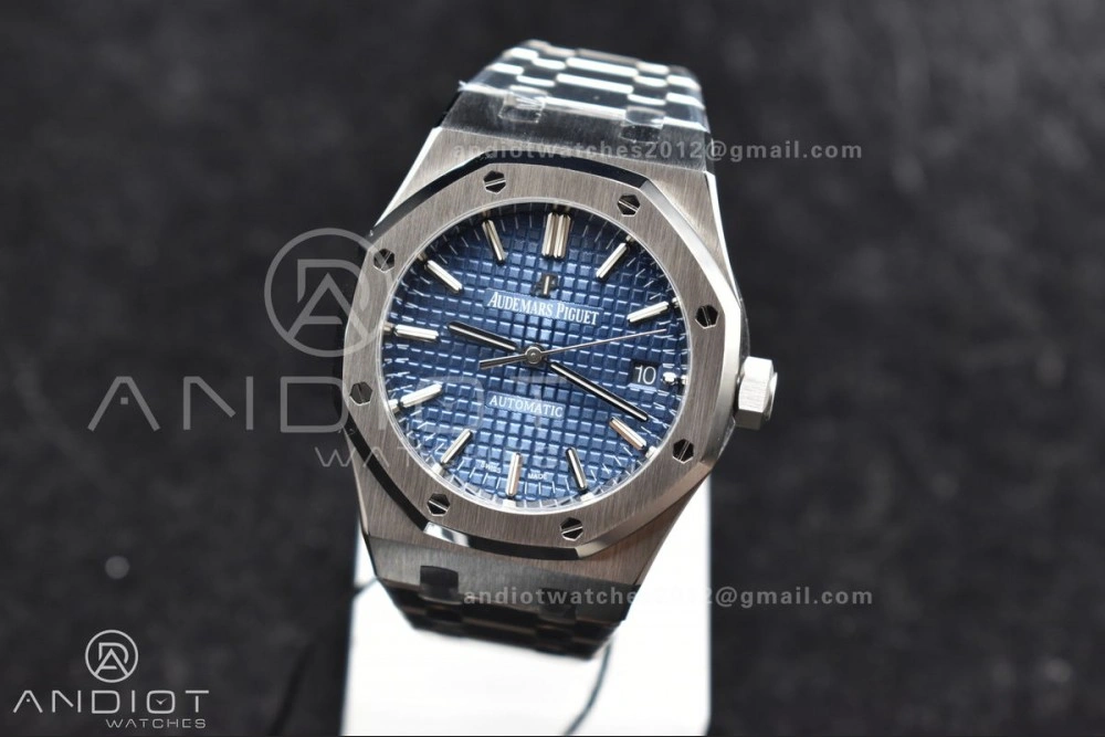 Royal Oak 37mm 15450 SS ZF 1:1 Best Edition Blue Textured Dial on SS Bracelet SA3120 Super Clone