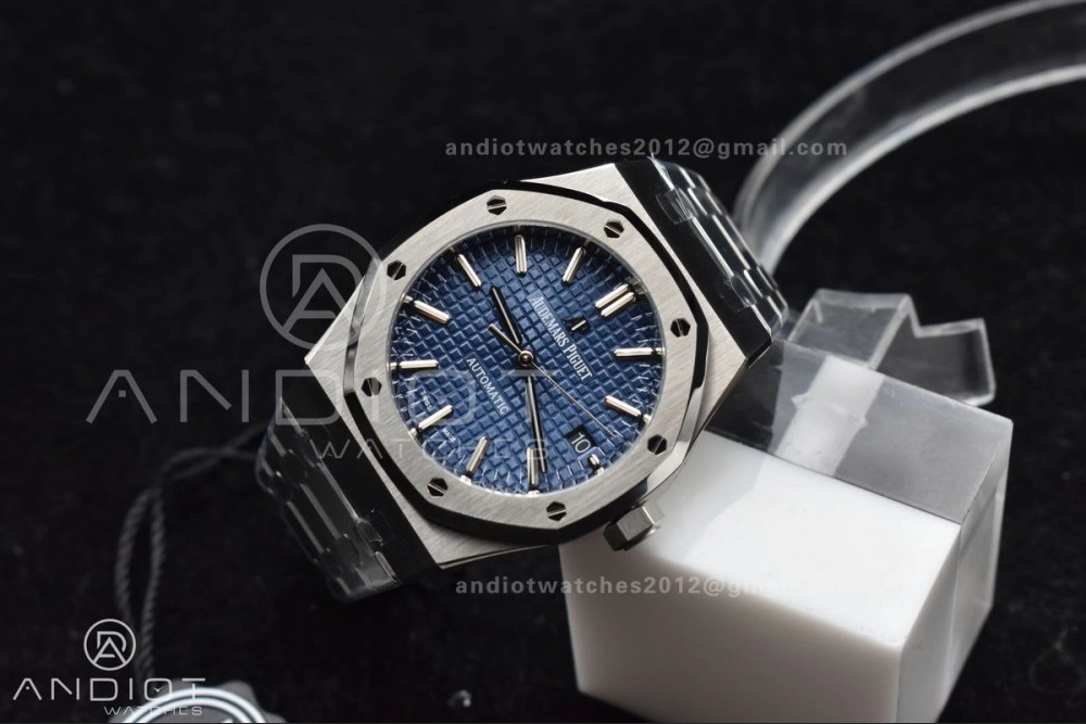 Royal Oak 37mm 15450 SS ZF 1:1 Best Edition Blue Textured Dial on SS Bracelet SA3120 Super Clone