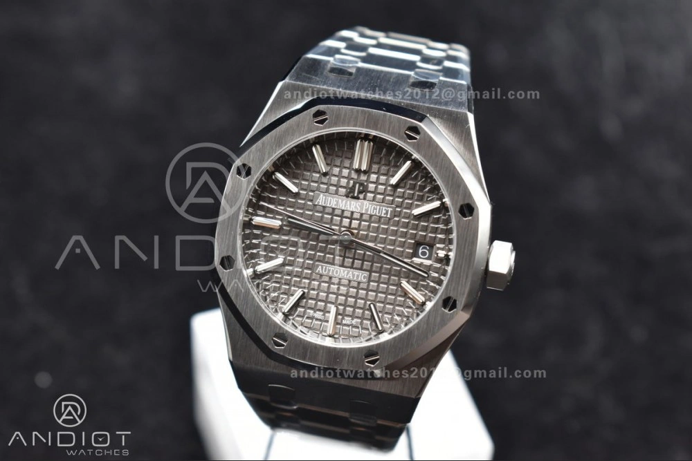 Royal Oak 37mm 15450 SS ZF 1:1 Best Edition Gray Textured Dial on SS Bracelet SA3120 Super Clone