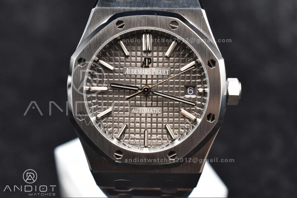 Royal Oak 37mm 15450 SS ZF 1:1 Best Edition Gray Textured Dial on SS Bracelet SA3120 Super Clone