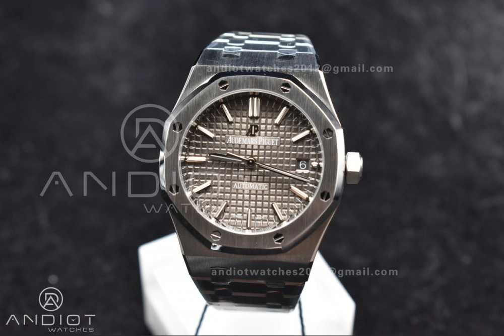 Royal Oak 37mm 15450 SS ZF 1:1 Best Edition Gray Textured Dial on SS Bracelet SA3120 Super Clone