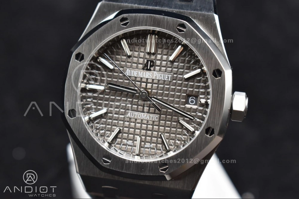 Royal Oak 37mm 15450 SS ZF 1:1 Best Edition Gray Textured Dial on SS Bracelet SA3120 Super Clone