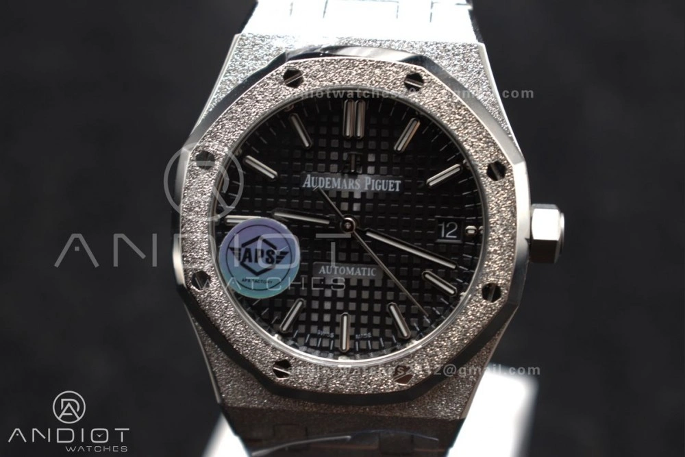 Royal Oak 37mm 15454 Frosted SS APSF 1:1 Best Edition Black Textured Dial On SS Bracelet SA3120 Super Clone