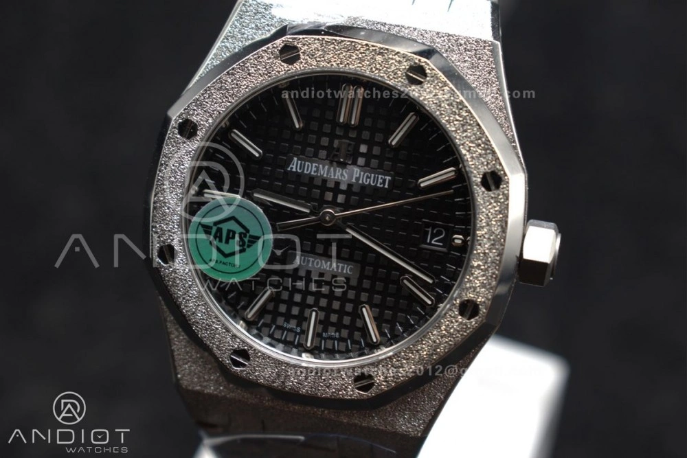 Royal Oak 37mm 15454 Frosted SS APSF 1:1 Best Edition Black Textured Dial On SS Bracelet SA3120 Super Clone