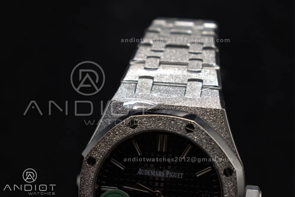 Royal Oak 37mm 15454 Frosted SS APSF 1:1 Best Edition Black Textured Dial On SS Bracelet SA3120 Super Clone