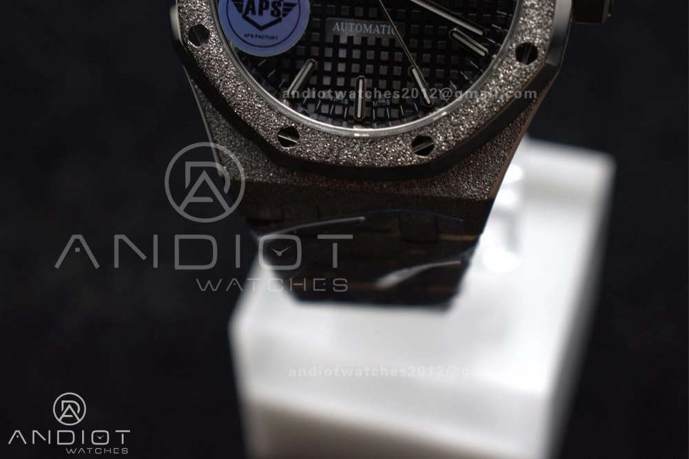 Royal Oak 37mm 15454 Frosted SS APSF 1:1 Best Edition Black Textured Dial On SS Bracelet SA3120 Super Clone