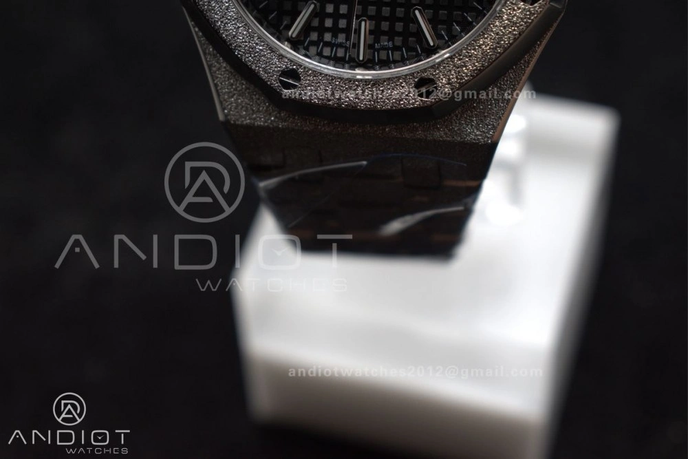 Royal Oak 37mm 15454 Frosted SS APSF 1:1 Best Edition Black Textured Dial On SS Bracelet SA3120 Super Clone