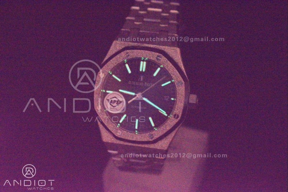 Royal Oak 37mm 15454 Frosted SS APSF 1:1 Best Edition Black Textured Dial On SS Bracelet SA3120 Super Clone