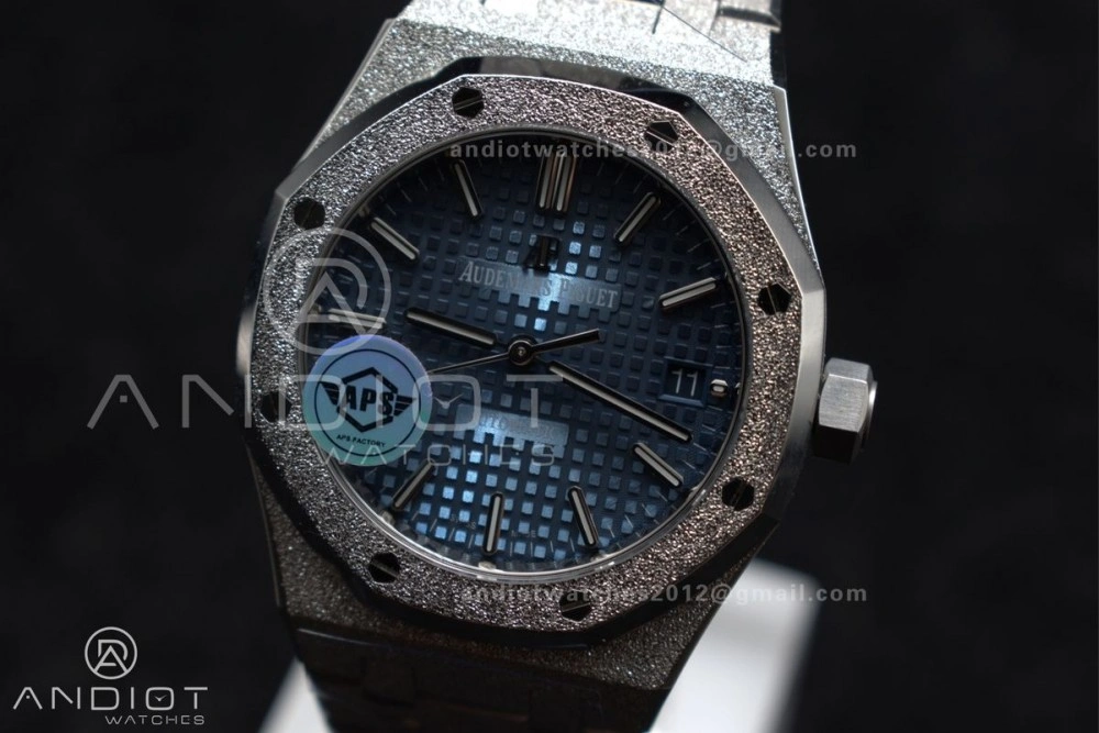 Royal Oak 37mm 15454 Frosted SS APSF 1:1 Best Edition Blue Textured Dial On SS Bracelet SA3120 Super Clone