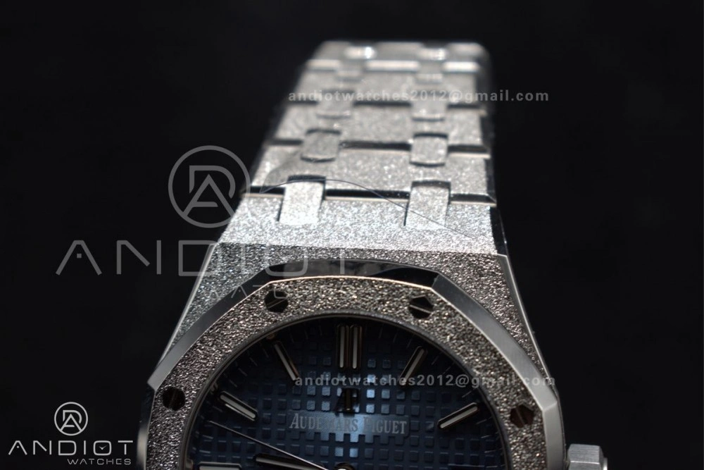 Royal Oak 37mm 15454 Frosted SS APSF 1:1 Best Edition Blue Textured Dial On SS Bracelet SA3120 Super Clone