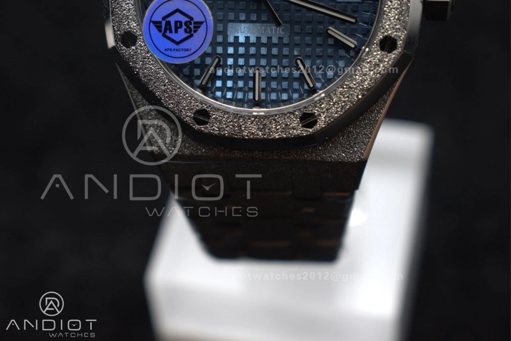 Royal Oak 37mm 15454 Frosted SS APSF 1:1 Best Edition Blue Textured Dial On SS Bracelet SA3120 Super Clone