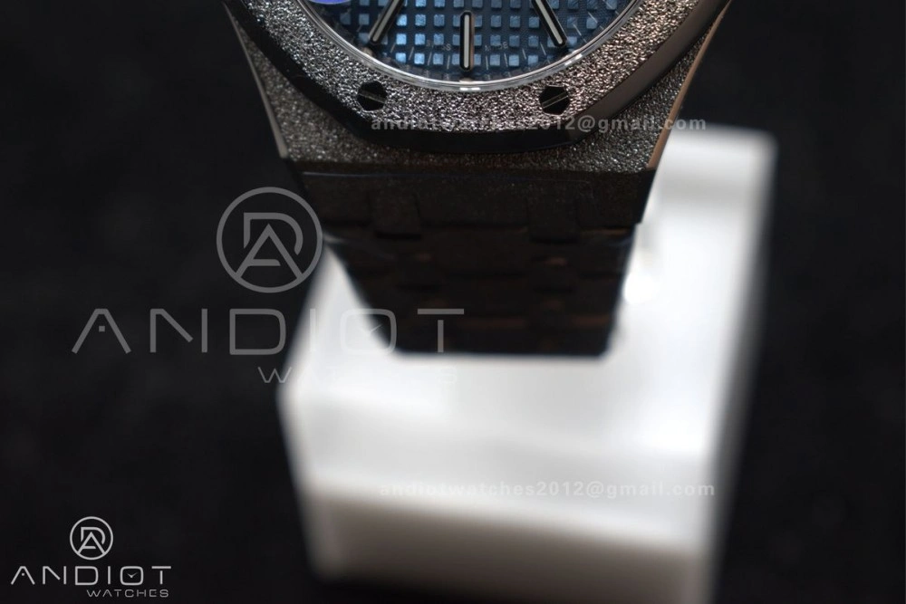 Royal Oak 37mm 15454 Frosted SS APSF 1:1 Best Edition Blue Textured Dial On SS Bracelet SA3120 Super Clone
