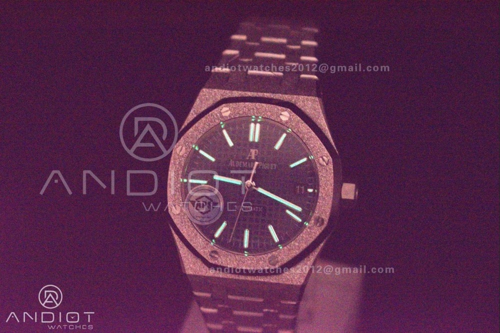 Royal Oak 37mm 15454 Frosted SS APSF 1:1 Best Edition Blue Textured Dial On SS Bracelet SA3120 Super Clone