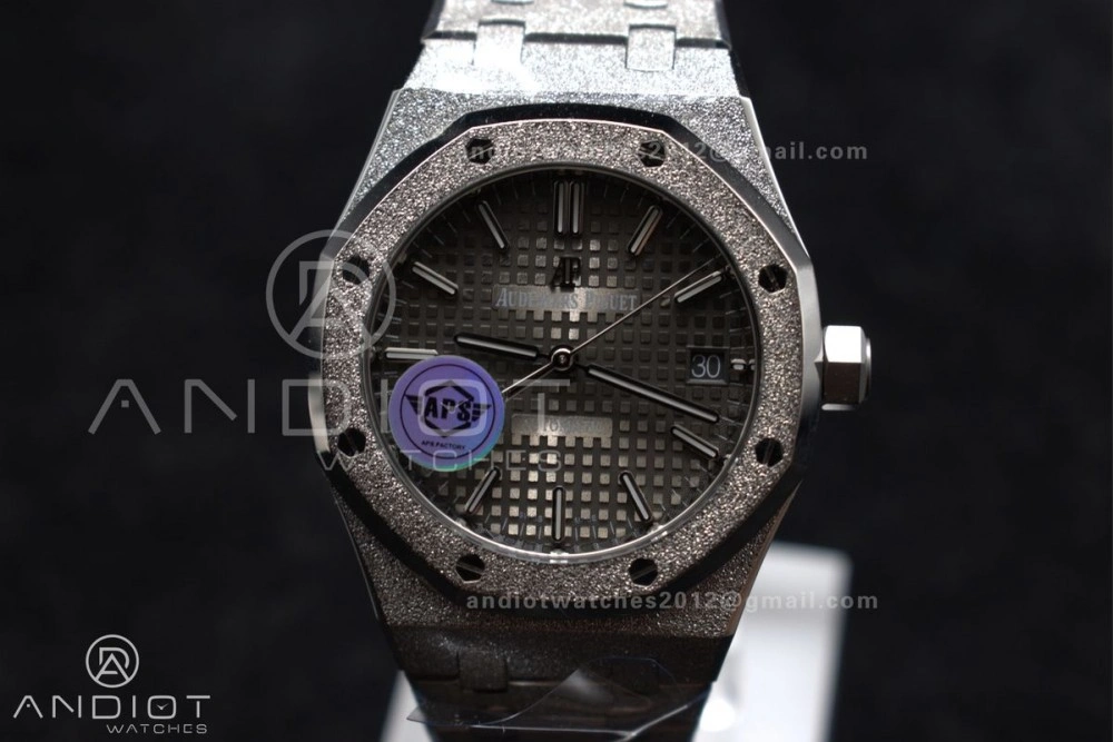 Royal Oak 37mm 15454 Frosted SS APSF 1:1 Best Edition Grey Textured Dial on SS Bracelet SA3120 Super Clone