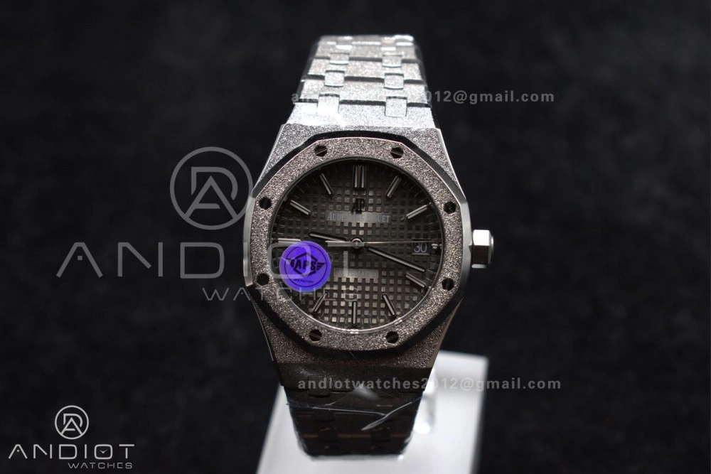 Royal Oak 37mm 15454 Frosted SS APSF 1:1 Best Edition Grey Textured Dial on SS Bracelet SA3120 Super Clone
