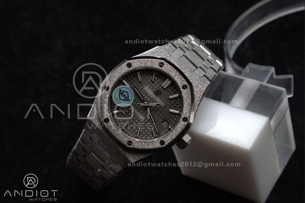 Royal Oak 37mm 15454 Frosted SS APSF 1:1 Best Edition Grey Textured Dial on SS Bracelet SA3120 Super Clone