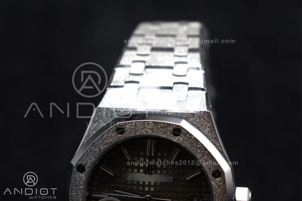 Royal Oak 37mm 15454 Frosted SS APSF 1:1 Best Edition Grey Textured Dial on SS Bracelet SA3120 Super Clone
