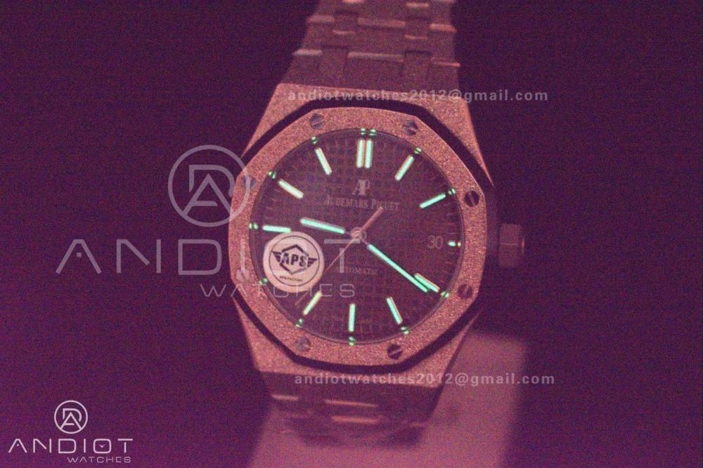 Royal Oak 37mm 15454 Frosted SS APSF 1:1 Best Edition Grey Textured Dial on SS Bracelet SA3120 Super Clone