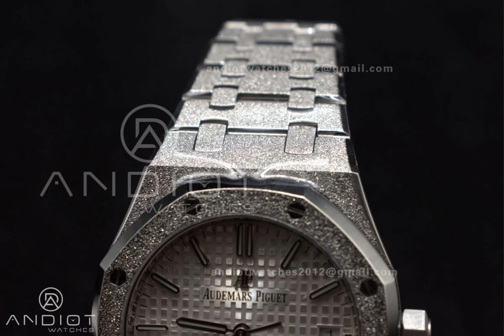 Royal Oak 37mm 15454 Frosted SS APSF 1:1 Best Edition White Textured Dial On SS Bracelet SA3120 Super Clone
