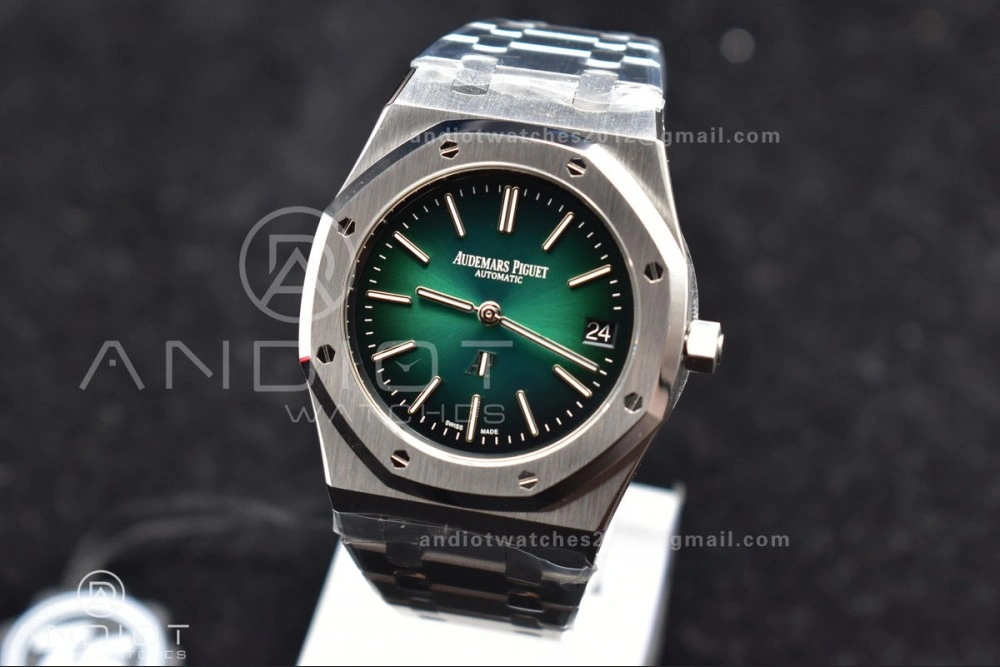 Royal Oak 39mm 16202 "50th Anniversary" SS ZF 1:1 Best Edition Green Textured Dial On SS Bracelet A7121