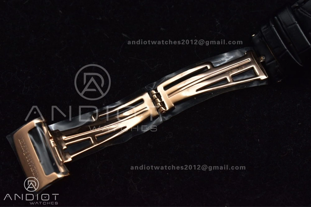 Royal Oak 41mm 15400 RG APSF 1:1 Best Edition Black Textured Dial on Black Leather Strap SA3120 Super Clone V3