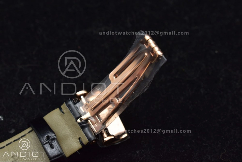 Royal Oak 41mm 15400 RG APSF 1:1 Best Edition Black Textured Dial on Black Leather Strap SA3120 Super Clone V3